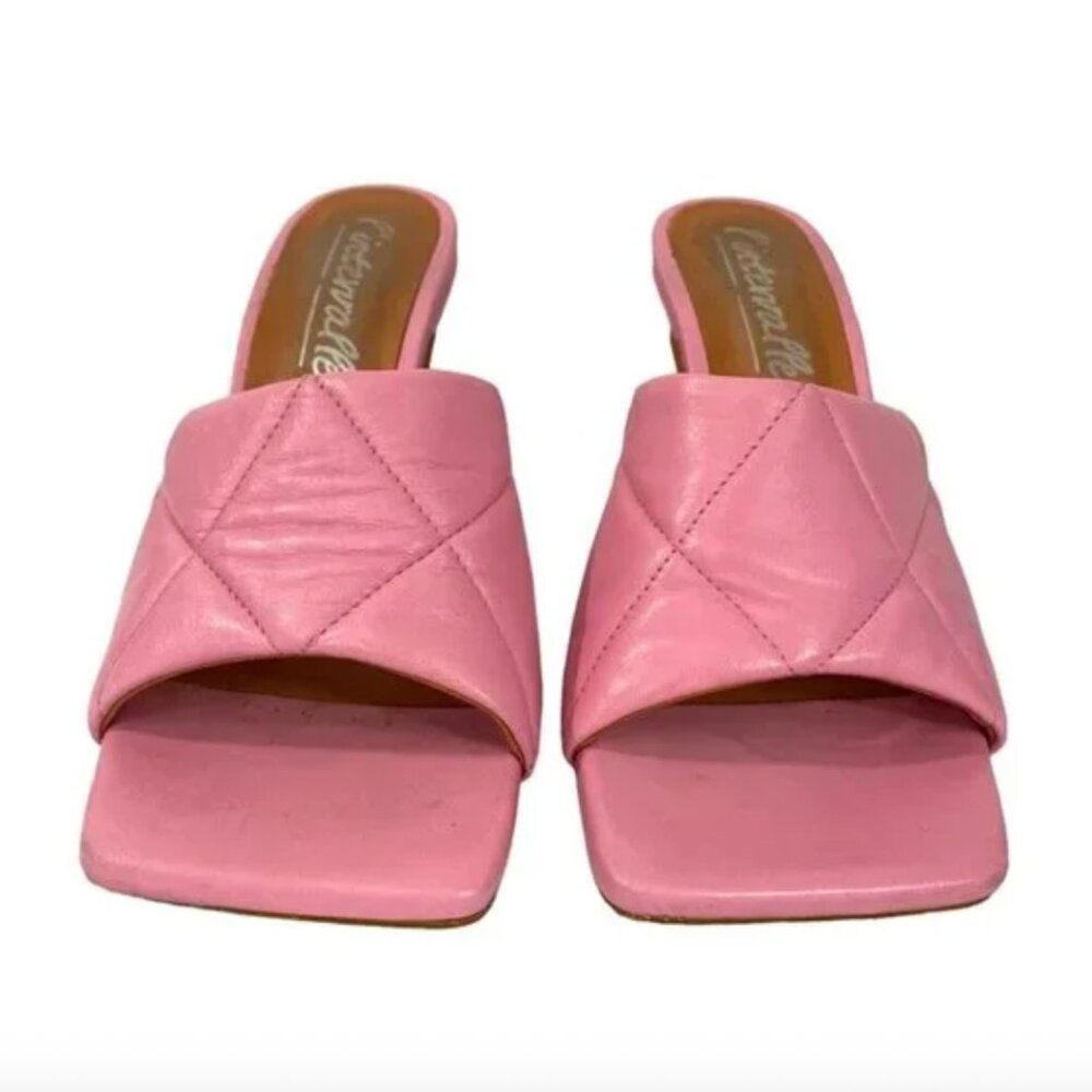 L'INTERVALLE PINK FAUX LEATHER QUILTED HEELED SANDALS - 38 - Picture 3 of 8